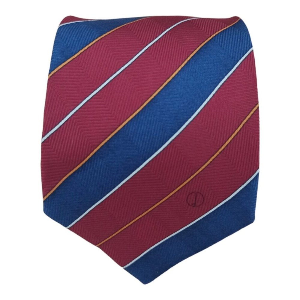 DUNHILL Red Striped Logo Silk Tie ITALY 56"/ 3.2" EC